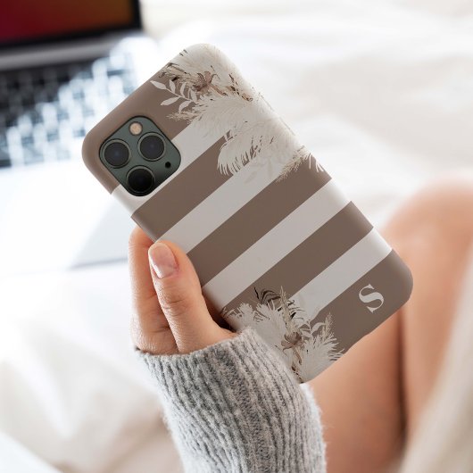 Coques Case-Mate iPhone Monogramme Pampas Gris Boho