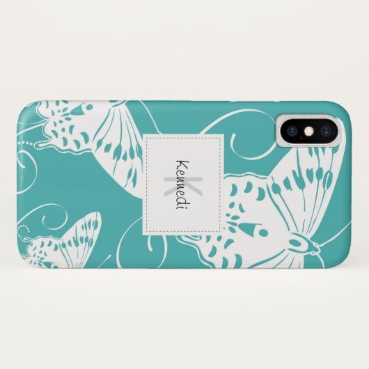 Coques Case-Mate iPhone Monogramme Papillons (Dos (Horizontal))