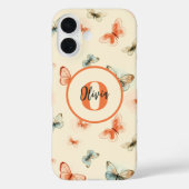 Coques Case-Mate iPhone Monogramme Papillons d'aquarelle modernes (Verso)