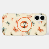 Coques Case-Mate iPhone Monogramme Papillons d'aquarelle modernes (Verso (horizontal))