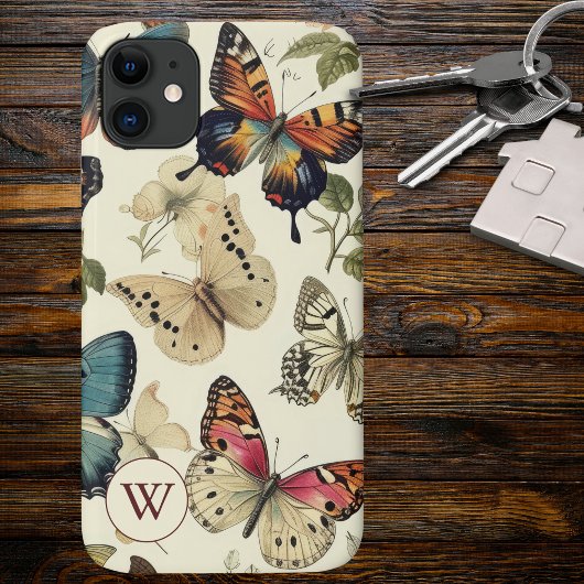 Coques Case-Mate iPhone Monogramme Papillons Vintage 