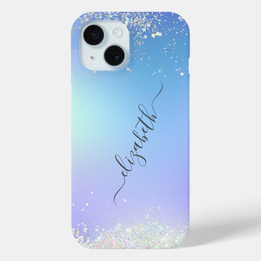 Coques Case-Mate iPhone Monogramme Parties scintillant bleu violet tendanc (Verso)