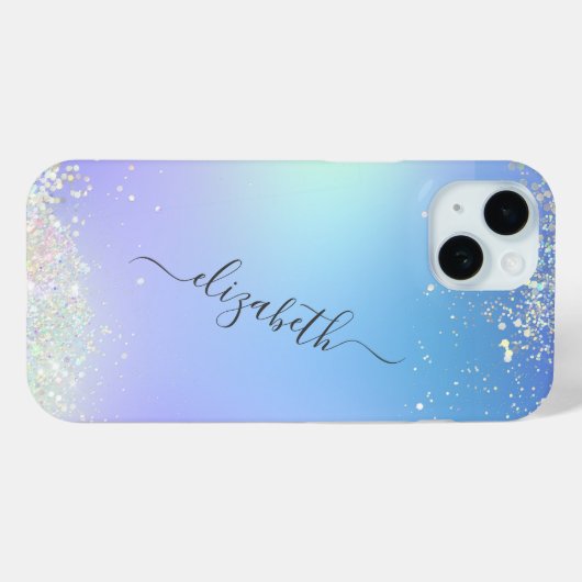 Coques Case-Mate iPhone Monogramme Parties scintillant bleu violet tendanc (Verso (horizontal))