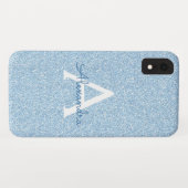 Coques Case-Mate iPhone Monogramme Parties scintillant bleue et étincelle (Dos (Horizontal))