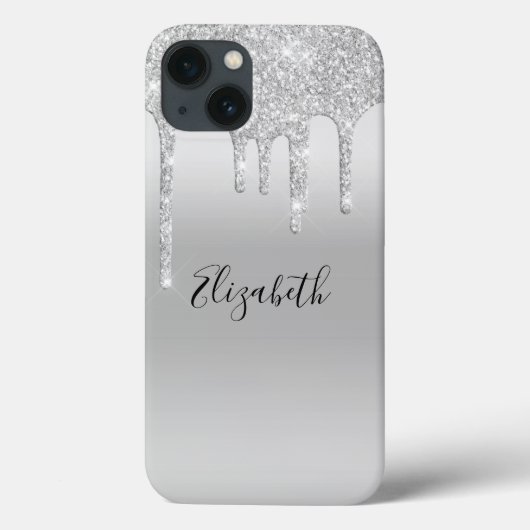Coques Case-Mate iPhone Monogramme Parties scintillant de goutte d'argent (Verso)