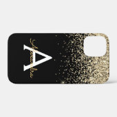 Coques Case-Mate iPhone Monogramme Parties scintillant de luxe noir or (Verso (horizontal))