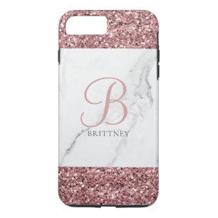 Case-Mate iPhone Case Monogramme Parties scintillant en marbre rose vif