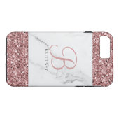 Coques Case-Mate iPhone Monogramme Parties scintillant en marbre rose vif (Dos (Horizontal))