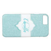 Coques Case-Mate iPhone Monogramme Parties scintillant turquoise (Dos (Horizontal))
