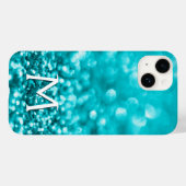 Coques Case-Mate iPhone Monogramme Parties scintillant Turquoise (Verso (horizontal))