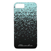 Coques Case-Mate iPhone Monogramme Parties scintillant Turquoise et noire (Dos)