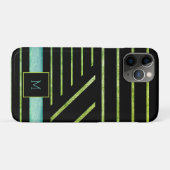 Coques Case-Mate iPhone Monogramme Parties scintillant verte Aventurine ra (Dos (Horizontal))