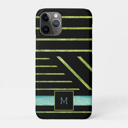 Coques Case-Mate iPhone Monogramme Parties scintillant verte Aventurine ra (Dos)