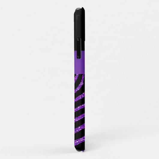 Coques Case-Mate iPhone Monogramme Parties scintillant violet Zebra iPhone (Dos/Droite)