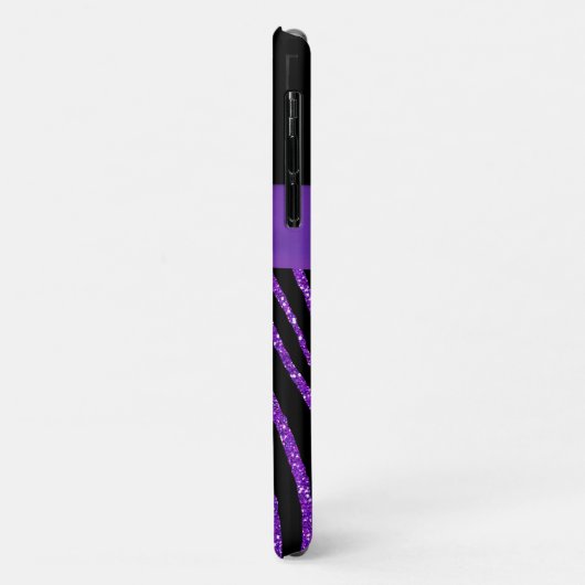 Coques Case-Mate iPhone Monogramme Parties scintillant violet Zebra iPhone (Dos/Gauche)