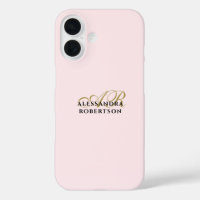 Monogramme Pastel Rose Or Noir élégant minimaliste