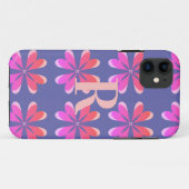 Coques Case-Mate iPhone Monogramme Périwinkle Floral Retro Motif (Dos (Horizontal))