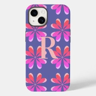 Coque Pour iPhone 14 Monogramme Périwinkle Retro Motif Floral