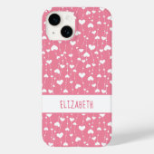 Coques Case-Mate iPhone Monogramme personnalisable coeurs roses et blancs (Verso)