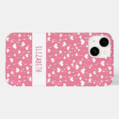 Coques Case-Mate iPhone Monogramme personnalisable coeurs roses et blancs (Verso (horizontal))