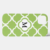 Coques Case-Mate iPhone Monogramme personnalisable Lime Green Quatrefoil (Verso (horizontal))