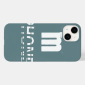 Coques Case-Mate iPhone Monogramme Personnalisable Turquoise Cool moderne (Verso (horizontal))