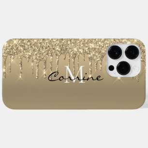 Coque Pour Pour iPhone 14 Pro Max Monogramme personnalisé 14k Gold Parties scintilla