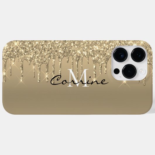 Coques Case-Mate iPhone Monogramme personnalisé 14k Gold Parties scintilla (Verso (horizontal))
