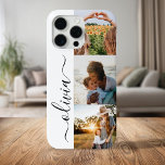 Coque iPhone 15 Pro Max Monogramme personnalisé 3 photo collage<br><div class="desc">Élégant script Monogramme Personnalisé 3 Photo Collage coque iphone</div>