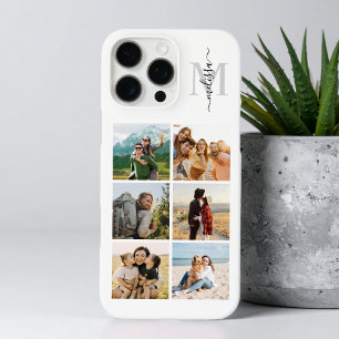 Coques iPhone 16 Pro Max Monogramme Personnalisé 6 Photo Collage