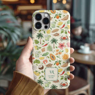 Coque iPhone 15 Pro Max Monogramme personnalisé aquarelle d'été