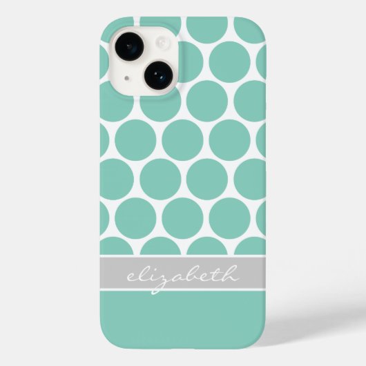 Coques Case-Mate iPhone Monogramme personnalisé avec points Aqua Mod (Verso)
