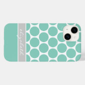 Coques Case-Mate iPhone Monogramme personnalisé avec points Aqua Mod (Verso (horizontal))