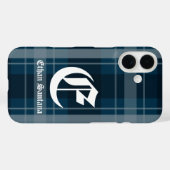 Coques Case-Mate iPhone Monogramme personnalisé bleu foncé Plaid (Verso (horizontal))