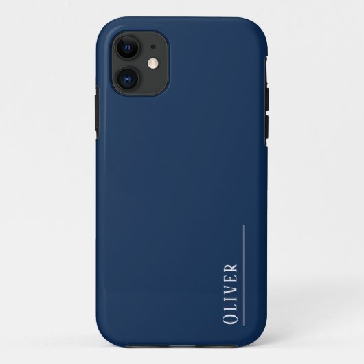 Coques Case-Mate iPhone monogramme personnalisé, bleu marine moderne (Dos)