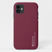Coques Case-Mate iPhone monogramme personnalisé, bordeaux moderne (Dos)
