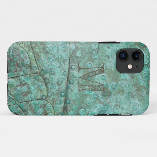 Coques Case-Mate iPhone Monogramme personnalisé Bubly Verdigris Bronze (Dos (Horizontal))