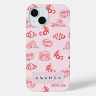 Coque Pour iPhone 15 Monogramme personnalisé Charmante Fille Cerise Fra