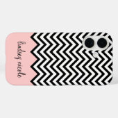 Coques Case-Mate iPhone Monogramme personnalisé Chevron moderne noir et ro (Verso (horizontal))