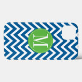 Coques Case-Mate iPhone Monogramme personnalisé Chevron vert et bleu (Verso (horizontal))