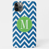 Coques Case-Mate iPhone Monogramme personnalisé Chevron vert et bleu (Dos)