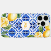 Coques Case-Mate iPhone Monogramme personnalisé Citrons jaunes méditerrané (Verso (horizontal))