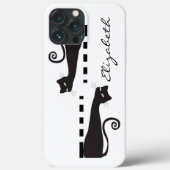 Coques Case-Mate iPhone Monogramme personnalisé de chat noir (Verso)