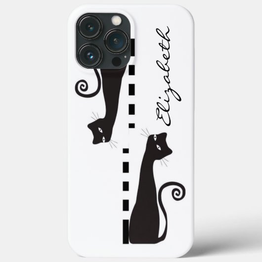 Coques Case-Mate iPhone Monogramme personnalisé de chat noir (Verso)