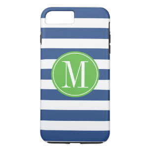 Coque Case-Mate Pour iPhone Monogramme personnalisé des bandes vert et bleu