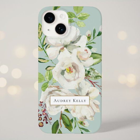Coques Case-Mate iPhone Monogramme personnalisé des fleurs dorées | Mentio