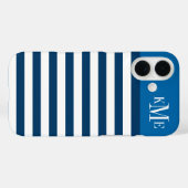 Coques Case-Mate iPhone Monogramme personnalisé des rayures de la marine b (Verso (horizontal))