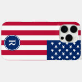 Coques Case-Mate iPhone Monogramme personnalisé Drapeau Américain (Verso (horizontal))