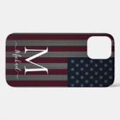 Coques Case-Mate iPhone Monogramme personnalisé Drapeau américain Maille m (Verso (horizontal))