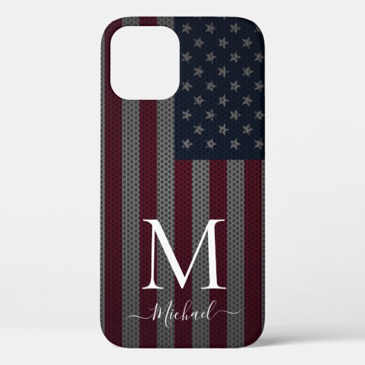 Coques Case-Mate iPhone Monogramme personnalisé Drapeau américain Maille m (Verso)